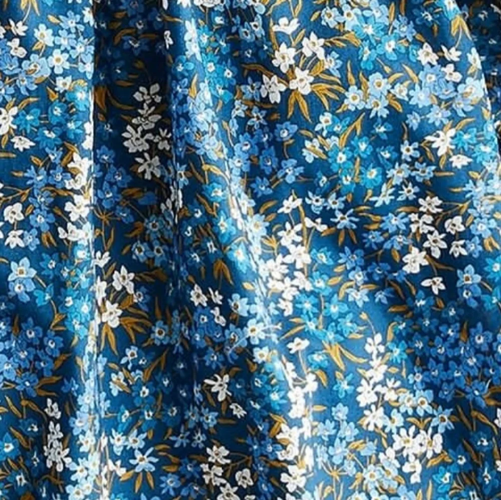 J. Crew Liberty Print Short Puff Sleeve Blue Floral Blouse Top Size XS